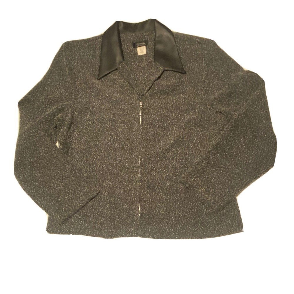 SPAGO Collections Women’s Y2K Thin Jacket Black & White Size14 Blk Collar